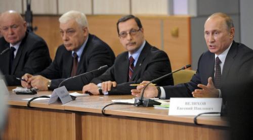 1.12. Vladmir V. Putin's meeting with international security experts, attended, among others, by Evgeny P. Buzhinskiy (pictured), Chairman of PIR Center Executive Board, and the Founder. Sarov, 2011.