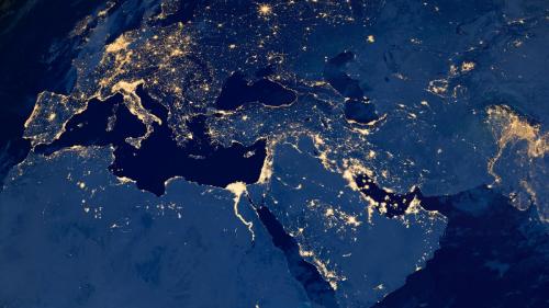 Earth Photo At Night, City Lights Of Europe, Middle East, Turkey